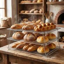 U Chef Set 3 Piezas Rejilla de Enfriamiento para Repostería de 3 Niveles Estantes Apilables de Acero Inoxidable de 30 x 42 cm Aptas para Horno y Lavavajillas Ideales para Galletas Pan y Asado - como en la foto - Ver 7