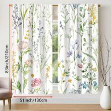 2PCS Watercolor Floral Curtains, Pole Pocket Design To Protect Privacy, Bohemian Style Colorful Flower Design Suitable For Bedrooms And Living Rooms - Multicolor - View 8