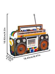 Luxury Mini Architecture Game, Adult Stress Relief And Anxiety Reducing Toy, Fun Adult Game Set, Creative Retro Furniture Assembly Puzzle, Perfect Birthday Gift, Exquisite TV Set Building Model Kit (With Stickers), Luxurious Desktop And Bedroom Decor, Helpful For Stress And Anxiety Relief, Hands-On Educational Toy, Stress Relief Toy - Multicolor - View 7