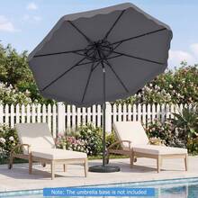 9 FT Solar LED Patio Umbrella, Push-Button Tilt & Crank, 24 LED Lights - Xám - Xem 3