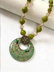 1 chiếc vòng cổ hạt thủy tinh và cát phong cách Bohemian thời trang, thích hợp cho nữ giới đeo hàng ngày, quà tặng ngày lễ. - Màu xanh Bạc hà - Xem 1