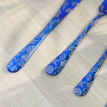 WAYDEKO Stainless Steel Cutlery Set, Knife, Fork, Spoon Set, Laser Engraved Vintage Paisley/Shell/Snowflake Pattern Design, Mirror Polished, Dishwasher , Black, Blue, Colorful Silverware Set, Tableware Set, Halloween Black Stainless Steel Cutlery Set, Knife, Fork, Spoon Set - Cutlery Set - View 10