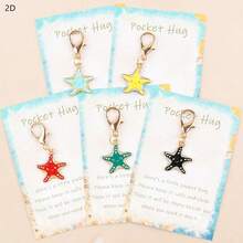 5件套2D精美海星钥匙扣，可爱海洋主题钥匙扣，适合作为海滩度假、生日派对、婚礼、毕业礼物和纪念品 - 彩色 - 查看 2