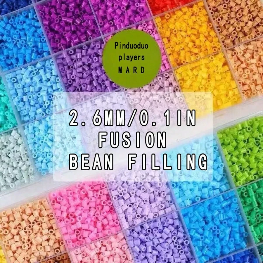 24色2.6毫米补充珠，适用于像素艺术DIY融合珠3D拼图手工制作的熔珠工艺材料 - 多色F - 查看 1