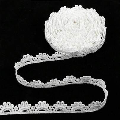 20码优质欧洲皇冠蕾丝花边，0.78英寸宽 - 优雅婚纱面料包边、新娘配饰和DIY工艺丝带，适用于DIY手工艺品、服装配饰、家居装饰、蕾丝面料、精致刺绣