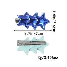 2个时尚星星皮革发夹，7月4日PU星星发夹，适用于侧刘海 - 彩色 - 查看 2
