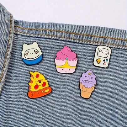 1/5 Piezas Juego de broches de dibujos animados novedosos, helado lindo, consola de juegos, insignia de esmalte, mochila, ropa, joyería, accesorios metálicos, regalos