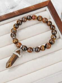 1 chiếc vòng tay hạt cườm co giãn mặt đá mắt hổ và hình lục giác, món quà mang lại năng lượng tích cực và may mắn cho gia đình và bạn bè. - Nhiều màu - Xem 4