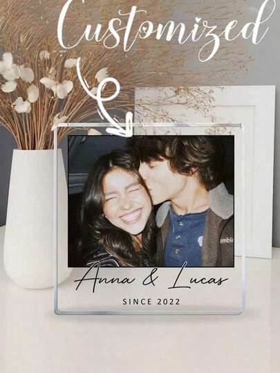 Customized Acrylic Photo Brick, Personalized Photo Frame, Photo Gift, Suitable For Gifting To Mom, Applicable For Wedding, Anniversary, Family Photos, Bedroom And Living Room Decor, Home Decor, Valentine's Day, High Quality, Fashionable Customization, Unique, Suitable For Gifting To Boyfriend/Girlfriend, Applicable For Valentine's Day, Anniversary, Wedding, Mother's Day, Birthday, Holidays, Father's Day, Graduation, Housewarming, Living Room, Home Decor