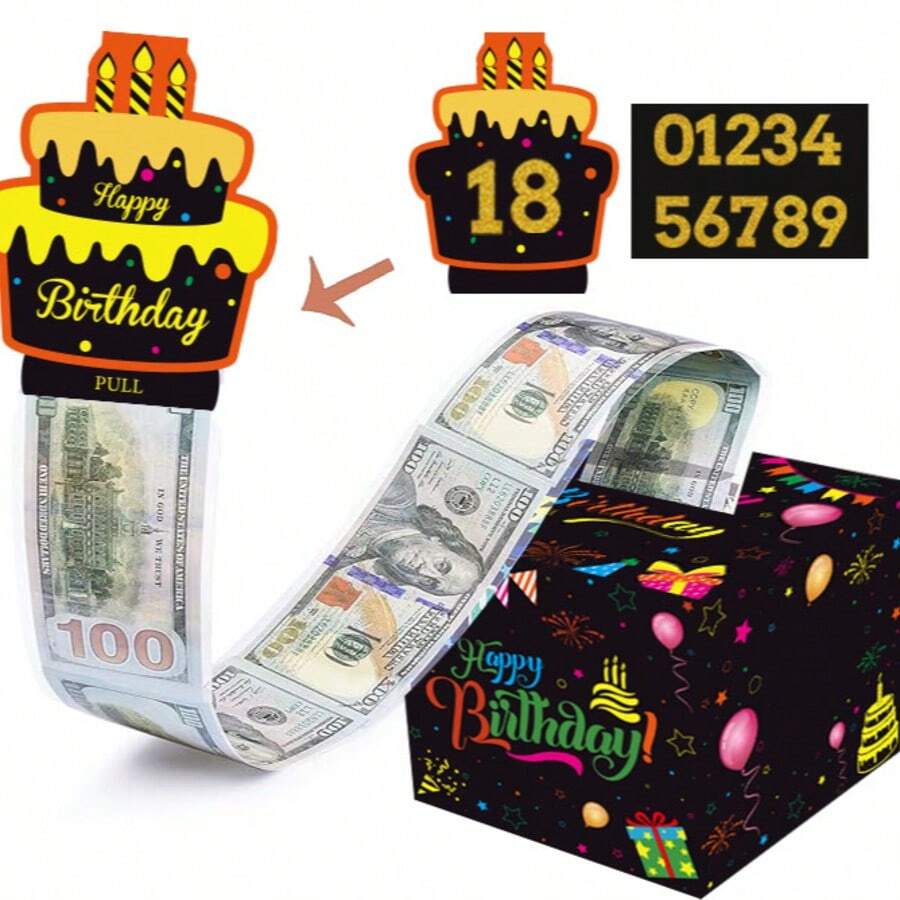 PartyBox - Hộp quà sinh nhật rút tiền bất ngờ, hộp quà tiền nổ tung, bộ rút tiền hình bánh kem kèm thiệp chúc mừng và hướng dẫn sử dụng, hộp quà tự làm bất ngờ phù hợp cho mọi lứa tuổi. - Xem 1
