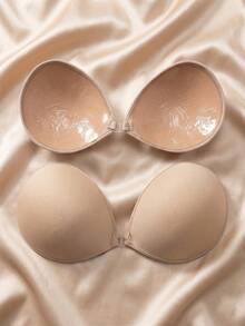 2 pares de almohadillas de sujetador de silicona invisible sin tirantes, con fuerte adhesivo que levanta y da un escote en V profundo, resistente al agua y al sudor, reutilizable y lavable, con un ajuste natural y sin marcas, ideal para vestidos sin espalda como vestidos de novia - Multicolor - Ver 10
