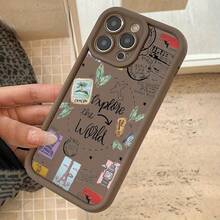 Funda para  Marrón Nuevo Minimalista Avión Viaje Línea TPU Anti-Caída Totalmente Incluida Precisa Funda Protectora para Apple  11/12/13/14/15/16/17Pro /Pro Max - Estilo (1 pieza) - Ver 5