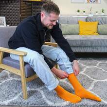 Sock Snob Sock Snob - 6 Pairs Multipack Mens Ribbed Dress Socks | Breathable Crew Cotton Socks - Naranja - Ver 2