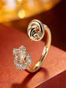 1 chiếc nhẫn hở bất đối xứng thắt nút, nhẫn thời trang cá nhân hóa, thiết kế độc đáo dành cho phái nữ. - Vòng hở - Xem 7