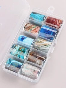 10Pcs Hologram Marble Transfer Nails Foil Stickers Ink Painting Lines Sliders For Nails Gel Polish Manicure Decor DIY Nail Supplies(Pack/Box) - Multicolor - View 11