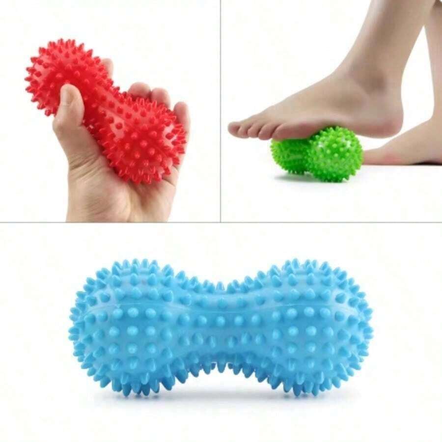 Rodillo de masaje para pies, pelota de masaje con forma de cacahuete de doble cabeza con púas, utilizada para aliviar el dolor de espalda y el arco, mejorar la movilidad - Multicolor - Ver 1