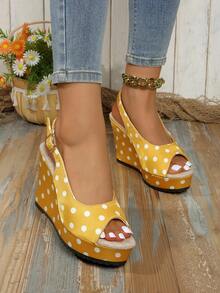 2026 Summer New Women Woven Straw Wedge Sandals, Strap Thick Bottom Roman Shoes, Bohemian Open Toe Platform Heeled Slippers, Beach Holiday Versatile High Heel Slides, Peep-Toe Super High Heels, Available In Size 35-42 - Yellow - View 3