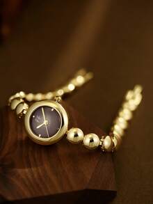 1pc Square Bamboo Knot Quartz Watch In Gold/Silver Color, Suitable For Daily Wear And Perfect Gift For Birthday, Christmas - Gold - View 5