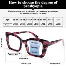1pc Fashion Large Frame Multifocal Reading Glasses, 2-In-1 Progressive Lens, Flexible Spring Temples For Comfortable Fit, Colored Floral Print Bifocal Glasses For Women - Màu Hồng Tươi - Xem 4
