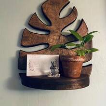 Natural Wooden Mango Leaf Wall Shelf - Unique Bohemian Style Home Decor For Living Room And Kids Room - Ideal Graduation Gift For Students, Father's Day Surprise For Dad, And Essential Dorm Organizer For College Students - Multicolor - View 1