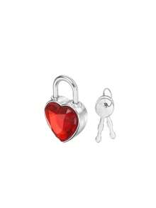 Sparkling Heart-Shaped Padlock With Embedded Shiny Diamonds. Each Padlock Comes With 2 Keys. This Small, Exquisite And Durable Metal Heart-Shaped Key Padlock Is Perfect For Suitcases, Diaries, Briefcases, Jewelry Boxes, Backpacks, Etc. It Is A Perfect Gift For Best Friends, Family Or Mother's Day. - Multicolor - View 15