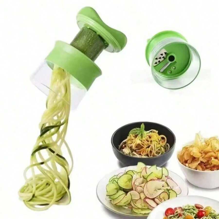 Handheld Duty Spiralizer Vegetable Slicer Vegetable Spiral Slicer Cutter Zucchini Pasta Noodle Spaghetti Maker Kitchen Gadgets - Green - View 1