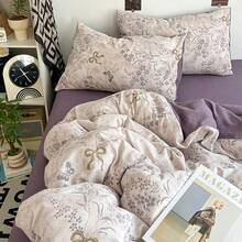 1 buah Sarung Selimut Bermotif Segar yang Dapat Dicuci, Cocok untuk Kamar Tidur, Asrama, Perjalanan, Semua Musim, Semua Produk Tidak Termasuk Selimut/Isi, Dengan Tali Pengikat di Sudut - Posisi bunga - View 5