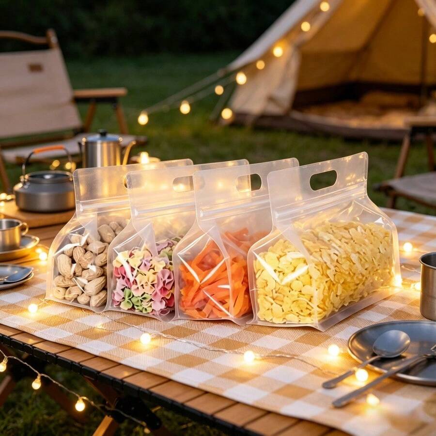 20/10/5 Bolsas con cierre hermético octagonal reutilizables, contenedores de almacenamiento de alimentos autoportantes transparentes adecuados para aperitivos, té, setas, diseño de visibilidad clara, sello duradero, bolsas de almacenamiento reutilizables - Multicolor - Ver 1