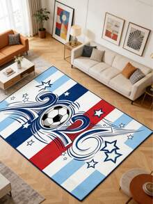 1pc Football/Soccer Style Doormat, Bathroom Mat, Bath Rug, Entrance Mat, Small Rug, Carpet, Home Decor, Area Rug, Outdoor Mat, Bedroom Carpet, Washable Rug - Blue - View 5