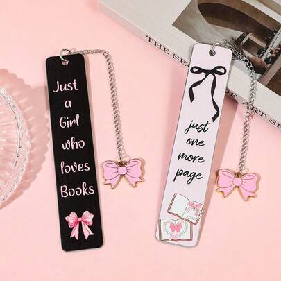 Quà tặng đánh dấu sách cổ tích gợi cảm - Dấu trang bằng thép không gỉ với thiết kế nơ lãng mạn, dấu trang hai mặt quyến rũ dành cho nữ yêu sách, học sinh, giáo viên, quà tặng đọc sách màu hồng/đen lãng mạn.