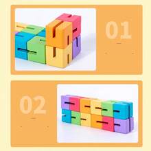 Kids Wooden Transformable Magic Ruler Puzzle, Creative Space Colorful Folding Cube Building Blocks, Suitable For Children 3+ Years Old To Develop Color Recognition And Creative Building Skills - Multicolor - View 6