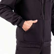 Blusa de Frio De Moletom Raglan Feminino Casaco Com Capuz e Zíper - Preto - Visão 4