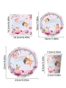 10 Guests Butterfly Fairy Party Tableware, Butterfly Fairy Party Plates, Birthday Tableware, Girls Fairy Theme, Colorful Butterfly Paper Plates, Paper Cups, Napkins, Children Birthday Decoration - A - View 2