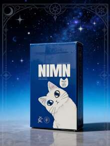 NIMN 白猫黑猫塔罗牌，原创入门卡牌，可爱明信片盒装游戏卡牌，灵兽占卜神谕卡牌套装，适用于占卜、游戏礼品、派对游戏、互动游戏、节日游戏、创意礼品、家庭聚会娱乐卡牌游戏、朋友聚会桌游、节日旅行娱乐游戏、情侣卡牌桌游 - 彩色 - 查看 10