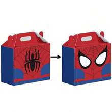 Marvel 12件装蜘蛛侠主题卡通节日生日派对用品糖果包装盒、喇叭盒、礼品盒 - 彩色 - 查看 3