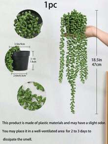 1/2pcs Artificial Hanging Plants, Wall Mounted Planter Holder Decor For Indoor, Outdoor, Living Room Shelf, Home Decor, Room Decor, Garden Decoration, Wall Decoration - Pearl - View 10