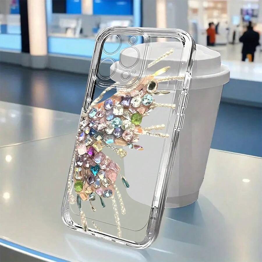 Funda para teléfono Diseño creativo de mariposa con patrón de pedrería para iphone 11/11 pro/11 pro max/12/12 pro/12 pro max/13/13 pro/13 pro max/14/14 pro/14 pro max/15/15 pro/15 pro max/16/16 pro/16 pro max/17/17 pro/17 pro max, 12 Mini. Funda protectora transparente de lujo, a la moda y de  para - Estilo (1 pieza) - Ver 1