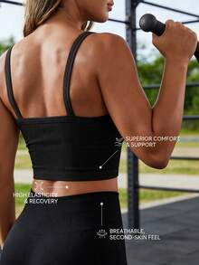 Tank Top Olahraga Wanita Warna Polos, Cocok Untuk Berbagai Aktivitas Luar Ruangan - Hitam - View 4