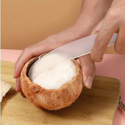 Heavy Duty ABS Coconut Shell Opener, With Soft Blade And Protective Cover - Multipurpose Coconut Opener, Easy To Scrape Coconut Meat, Durable Plastic Material, Suitable For Camping And Kitchen Use, Applicable For Coconut And Nut Shells