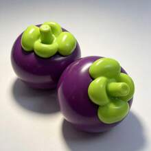 1pc Fluid Mangosteen Squishy Toy, Realistic Fruit Stress Relief Slow Rebound Putty (Leaf Color Random) - Multicolor - View 4