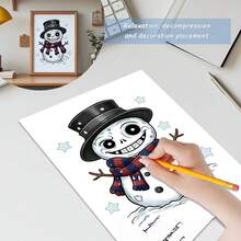 1pc 7.9*7.9 Inch Adult Coloring Book, Cute And Creepy Theme, Suitable For Family, Friends' Birthday, Christmas, Halloween And Other Party Gifts, Stress Relief, 24 Pages Single-Sided Printing, Back To School Stationery Supplies - Single Piece - View 10