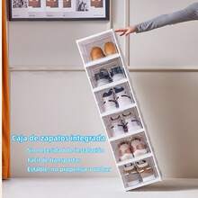 Caja Transparente para Zapatos Engrosada y Plegable Organizador de Zapatillas de 6 Capas/3 Capas Apilable a Prueba de Polvo Estante para Zapatos de Alta Altura - Ver 6