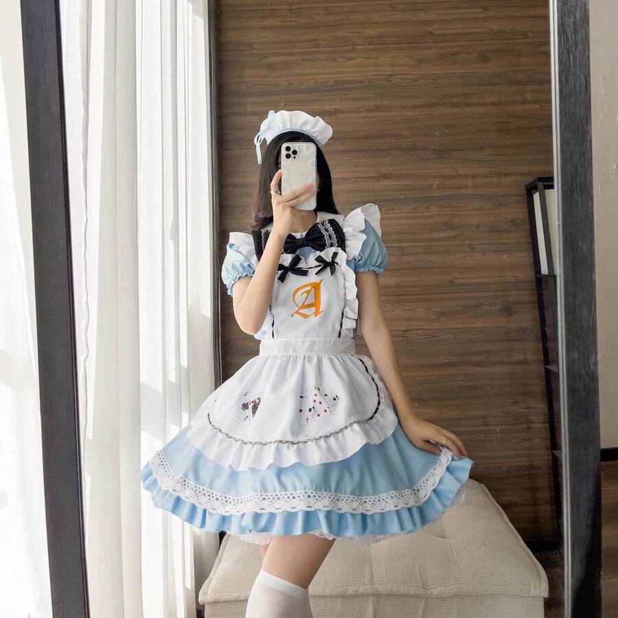 Japanese Anime Cosplay Costume Alice In Wonderland Series Playing Card Maid Outfit Cosplay Costume - Image Color - View 1