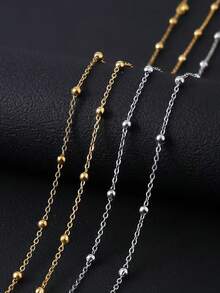 Dây chuyền hạt thép không gỉ 1/2/5m, dây chuyền hạt thép không gỉ 304 + khóa càng cua 10mm + khoen nối hở 4mm. Phụ kiện làm trang sức thủ công DIY, unisex. - Chuỗi bi - Xem 3