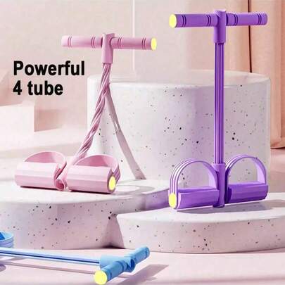 1개 홈 피트니스 저항 밴드 - 전신 운동, 복부 운동, 로잉 및 기타 피트니스 활동을 위한 4튜브 페달 저항 밴드 - 근력 및 유연성 향상