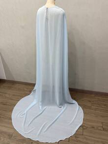 1pc Detachable Chiffon Minimalist Long White Bridal Cape/Shawl, Photo Shoot Accessory - Multicolor - View 20