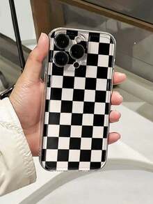 Funda de teléfono de moda con patrón de tablero de ajedrez negro y blanco de TPU, funda de teléfono con protección de 360 grados y protección de lente, funda de teléfono mate de TPU con acabado mate compatible con iPhone y Galaxy 16 16 Pro Max 16 Pro 16 Plus, funda de teléfono 17 Pro Max, regalo de cumpleaños de primavera - Estilo 6 (1 pieza) - Ver 5