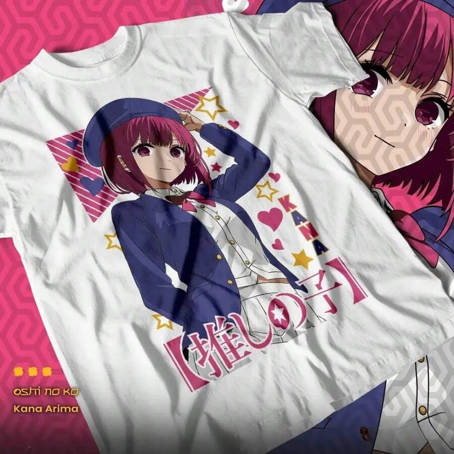 Oshi No Ko T-Shirt Ai Hoshino Call Of The Night Anime Shirt Casual Short Sleeve Loose Fit Tops Print Funny Tee For Men Women - 白色 - 查看 1