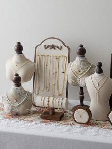 1pc Vintage Baroque Style Resin Jewelry Display Stand - Elegant Rectangular Desktop Necklace Organizer With Luxurious Velvet Lining, Versatile Jewelry And Earring Holder, Sophisticated Home Decor Jewelry Box, Ideal Gift For Fashion Enthusiasts And Jewelry Collectors, Adding Timeless Charm And Sophistication To Your Space, Beautiful Choice For Holiday Gifts And Special Occasions - Multicolor - View 8