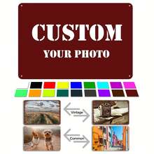 Customizable Vintage Metal Photo Print - Add Your Favorite Image, Create Unique Style, Horizontal Rectangle, Aluminum - Perfect Gift For Family, Pets And Loved Ones, Customized Gift | Farmhouse Home Decor | Distressed - Multicolor - View 4
